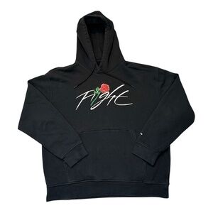 Jordan Black Hoodie with‎ Red Rose Embroidery